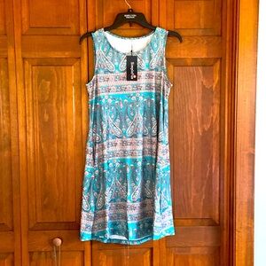 🏷️ BNWT~TURQUOISE PAISLEY PRINT SLEEVELESS DRESS